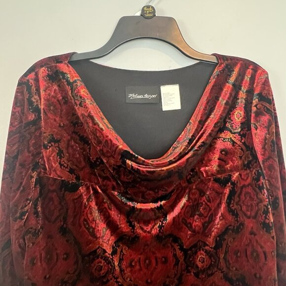 Velvet Draped Cowl Neck Blouse Size 14 Melissa Harper Tiered Goth Vamp Witchy - Picture 3 of 13